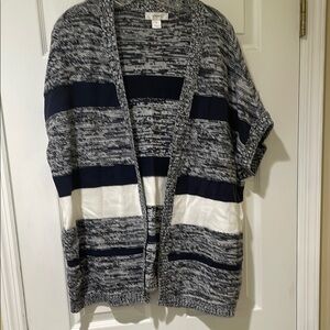 Women's Navy and White Striped Sweater